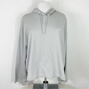 NWOT NIKE Gray Hoodie Pullover Sweatshirt Drawstring Wide Long Sleeve Size XXL